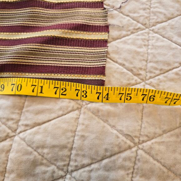 Vintage Fabric Remnant Burgundy Olive Green Ribbon Stripe Decor Victorian READ - Picture 8 of 8